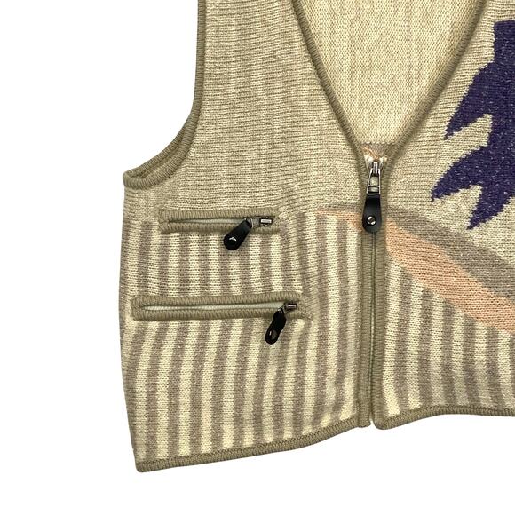 JAMIE SADOCK Zip Front Sweater Vest Womens M Wool Blend Asymmetrical Artsy NWOT - Picture 4 of 9